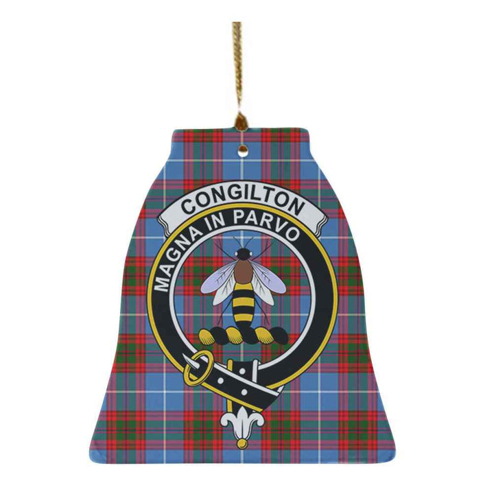 Scottish Congilton Clan Crest Tartan Ceramic Ornament Bell Shape Tartan Plaid