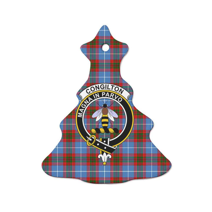 Scottish Congilton Clan Crest Tartan Ceramic Ornament Tree Shape Tartan Plaid