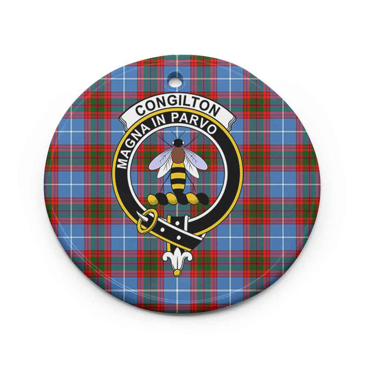 Scottish Congilton Clan Crest Tartan Ceramic Ornament Circle Shape Tartan Plaid
