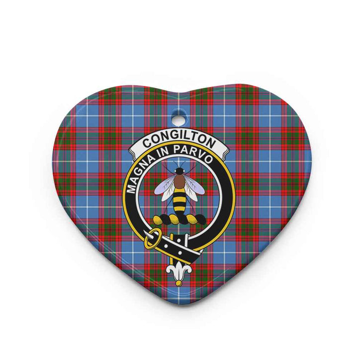 Scottish Congilton Clan Crest Tartan Ceramic Ornament Heart Shape Tartan Plaid