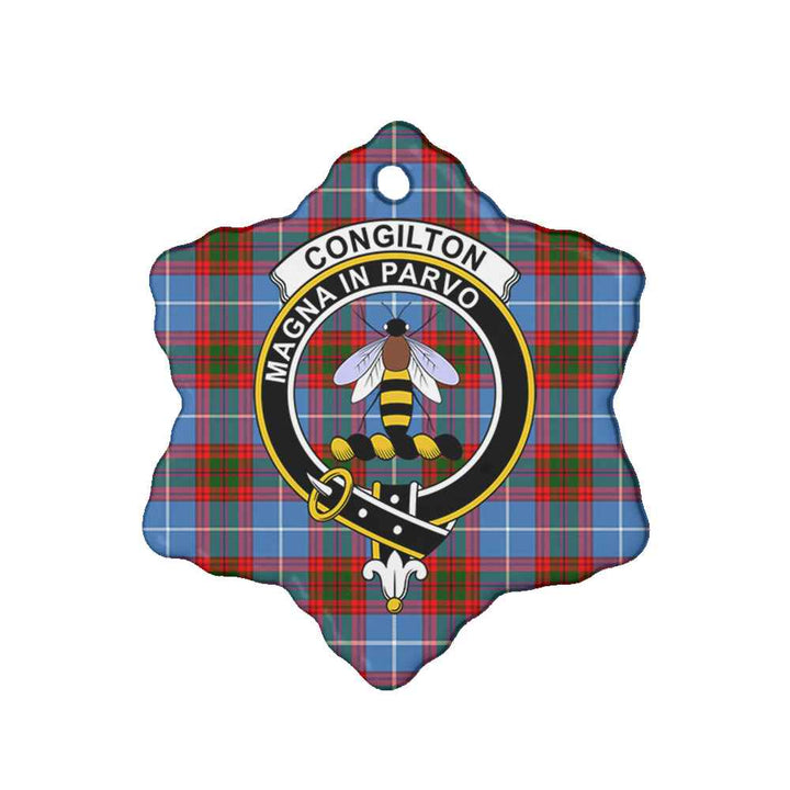 Scottish Congilton Clan Crest Tartan Ceramic Ornament Snow Flake Shape Tartan Plaid