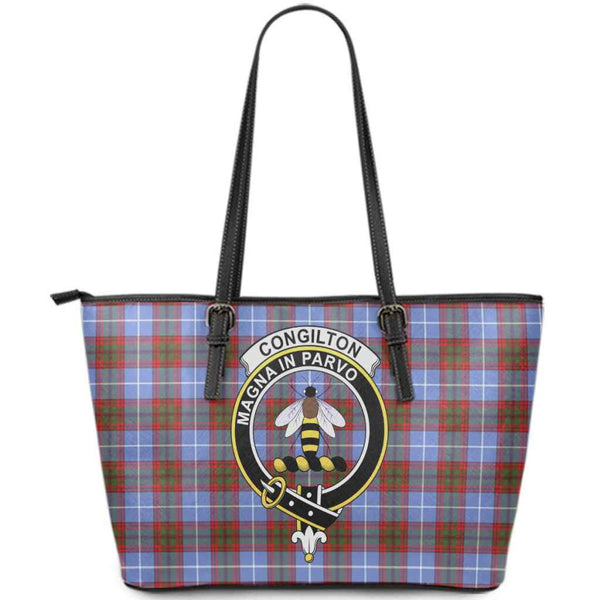 Scottish Congilton Clan Crest Tartan Leather Tote Tartan Plaid
