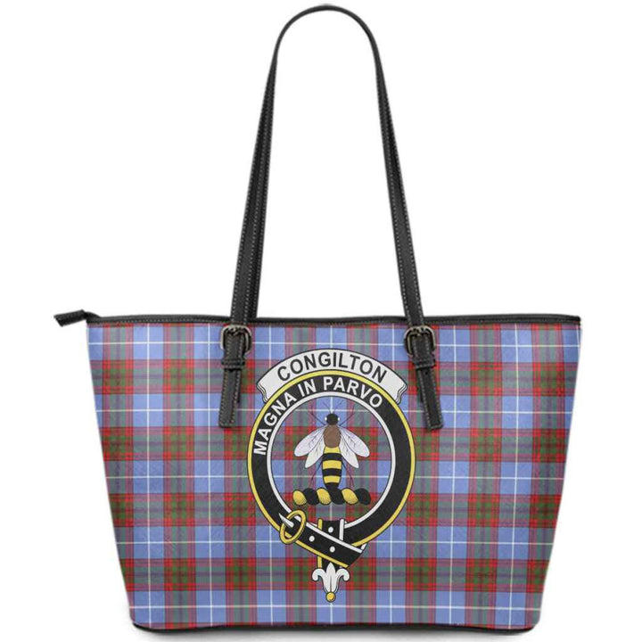Scottish Congilton Clan Crest Tartan Leather Tote Tartan Plaid