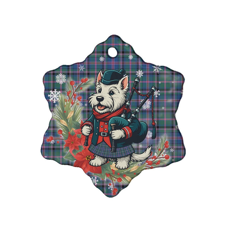 Scottish Cooper Ancient Clan Tartan Ceramic Ornament Cute Scottish Terrier Dog Snow Flake Style Tartan Plaid
