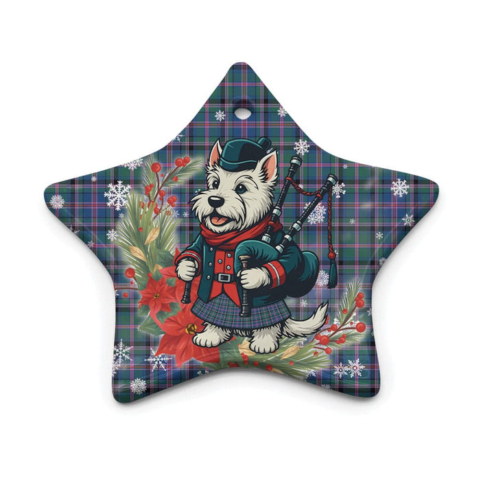 Scottish Cooper Ancient Clan Tartan Ceramic Ornament Cute Scottish Terrier Dog Star Style Tartan Plaid
