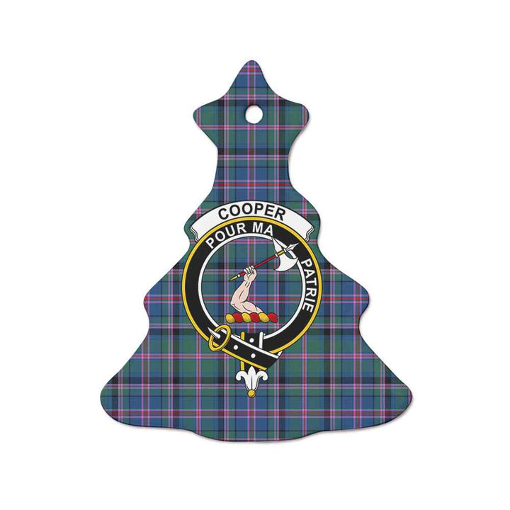 Scottish Cooper Clan Crest Tartan Ceramic Ornament Tree Shape Tartan Plaid