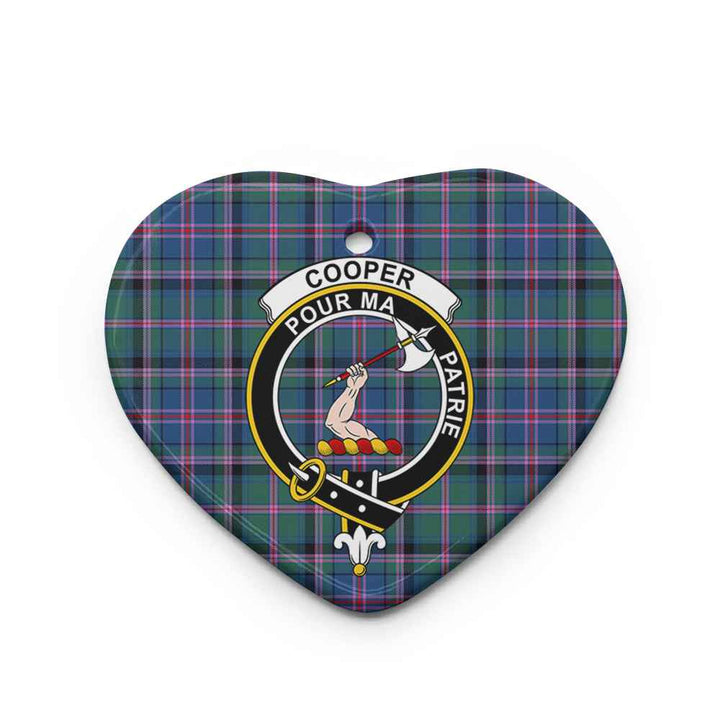 Scottish Cooper Clan Crest Tartan Ceramic Ornament Heart Shape Tartan Plaid