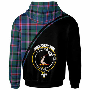 Scottish Cooper Clan Crest Tartan Curve Hoodie Back Side Tartan Plaid