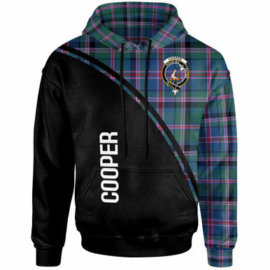 Scottish Cooper Clan Crest Tartan Curve Hoodie Front Side Tartan Plaid