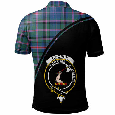 Scottish Cooper Clan Crest Tartan Curve Polo Shirt Back Side Tartan Plaid
