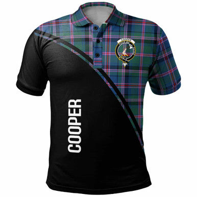Scottish Cooper Clan Crest Tartan Curve Polo Shirt Front Side Tartan Plaid