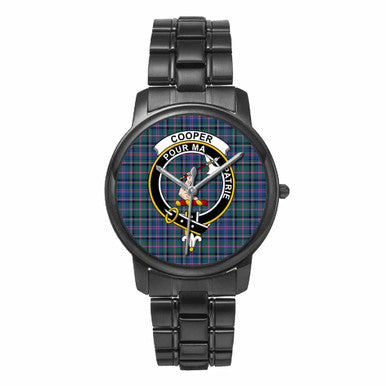 Scottish Cooper Clan Crest Tartan Folding Clasp Steel Quartz Watches Tartan Plaid Black 1