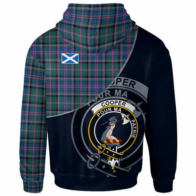 Scottish Cooper Clan Crest Tartan Hoodie - Bend Style Back Side Tartan Plaid