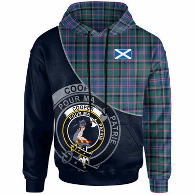 Scottish Cooper Clan Crest Tartan Hoodie - Bend Style Front Side Tartan Plaid