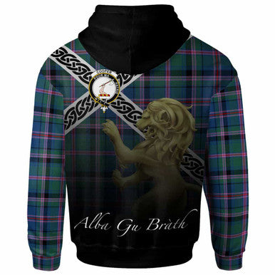 Scottish Cooper Clan Crest Tartan Hoodie - Scotland Lion Back Side Tartan Plaid