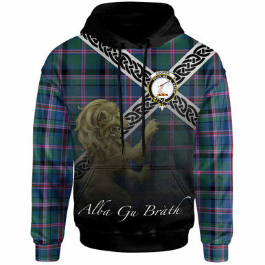 Scottish Cooper Clan Crest Tartan Hoodie - Scotland Lion Front Side Tartan Plaid
