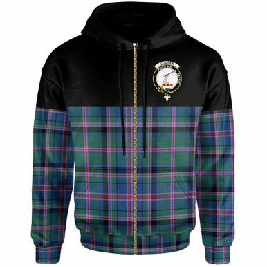 Scottish Cooper Clan Crest Tartan Hoodie - Horizontal Style Zip-up Tartan Plaid