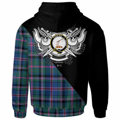 Scottish Cooper Clan Crest Tartan Hoodie - Military Logo Back Side Tartan Plaid