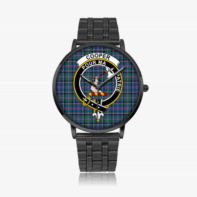 Scottish Cooper Clan Crest Tartan Instafamous Steel Quartz Watches Tartan Plaid Black 1