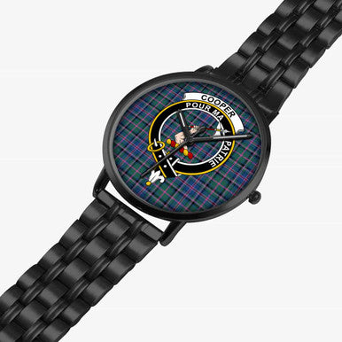 Scottish Cooper Clan Crest Tartan Instafamous Steel Quartz Watches Tartan Plaid Black 2