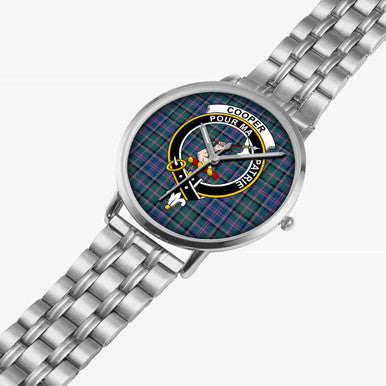 Scottish Cooper Clan Crest Tartan Instafamous Steel Quartz Watches Tartan Plaid Silver 2