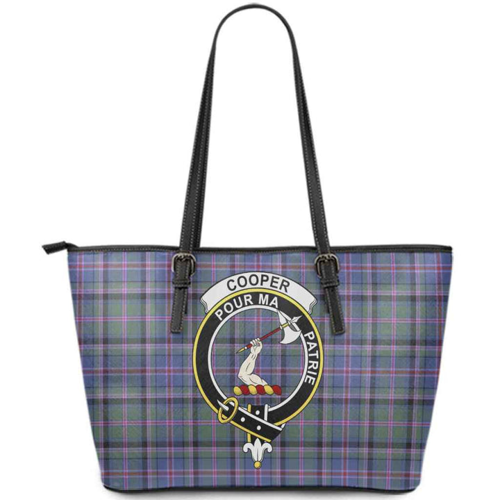 Scottish Cooper Clan Crest Tartan Leather Tote Tartan Plaid