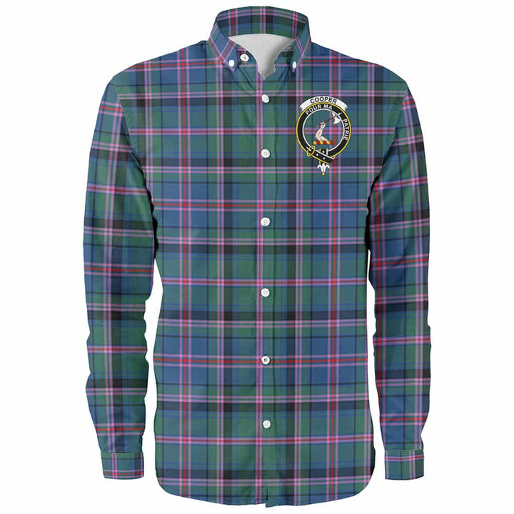 Scottish Cooper Clan Crest Tartan Long Sleeve Shirt Front Side Tartan Plaid