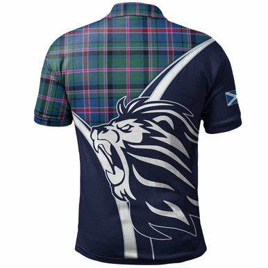 Scottish Cooper Clan Crest Tartan Polo Shirt - Scottish Flag With Lion Back Side Tartan Plaid