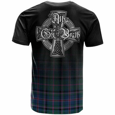 Scottish Cooper Clan Crest Tartan T-Shirt - Alba Gu Brath Family Crest Celtic Inspired Back Side Tartan Plaid