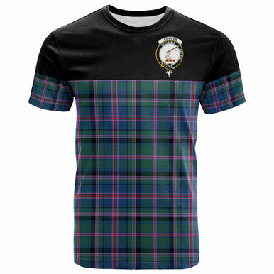 Scottish Cooper Clan Crest Tartan T-Shirt - Horizontal Style Front Side Tartan Plaid