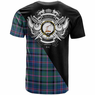 Scottish Cooper Clan Crest Tartan T-Shirt - Military Logo Back Side Tartan Plaid