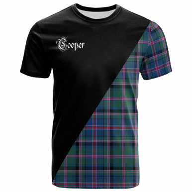 Scottish Cooper Clan Crest Tartan T-Shirt - Military Logo Front Side Tartan Plaid