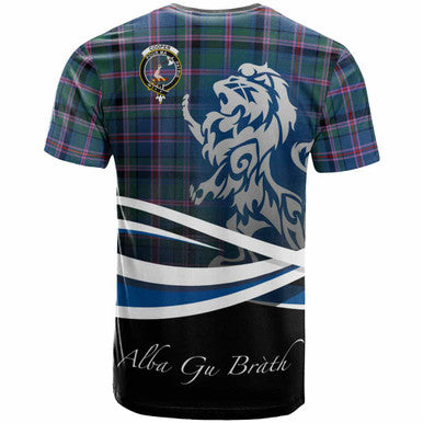 Scottish Cooper Clan Crest Tartan T-Shirt - Scotland Lion Back Side Tartan Plaid