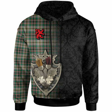 Scottish Craig Ancient Clan Tartan Hoodie - Half Thistle Flowers Celtic Design Front Side Tartan Plaid