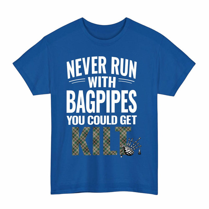 Scottish Craig Ancient Clan Tartan Never Run With Bagpipes T-Shirt Tartan Plaid Royal Color