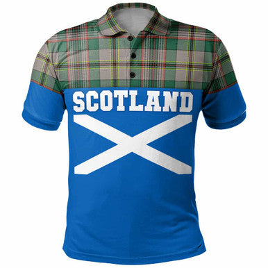 Scottish Craig Ancient Clan Tartan Polo Shirt - Lion Rampant of Scotland With Flag Front Side Tartan Plaid