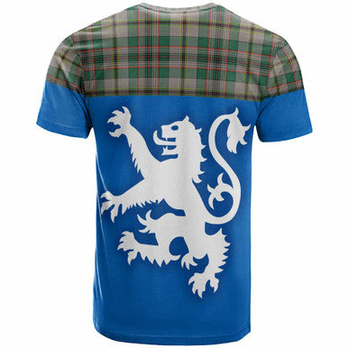 Scottish Craig Ancient Clan Tartan T-Shirt - Lion Rampant of Scotland With Flag Back Side Tartan Plaid