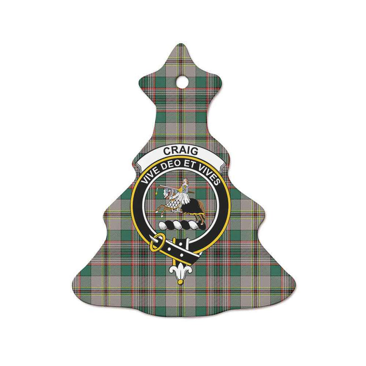 Scottish Craig Clan Crest Tartan Ceramic Ornament Tree Shape Tartan Plaid