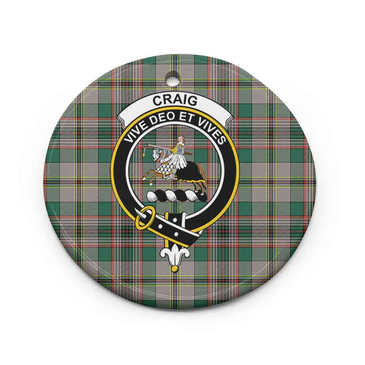 Scottish Craig Clan Crest Tartan Ceramic Ornament Circle Shape Tartan Plaid
