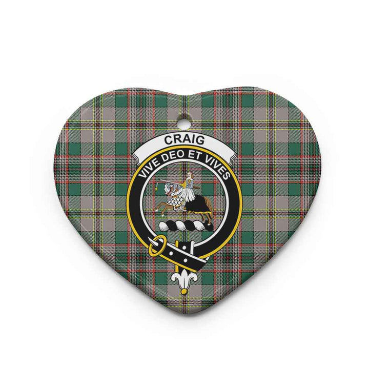 Scottish Craig Clan Crest Tartan Ceramic Ornament Heart Shape Tartan Plaid