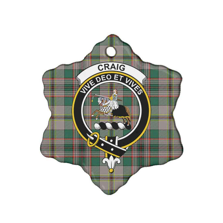 Scottish Craig Clan Crest Tartan Ceramic Ornament Snow Flake Shape Tartan Plaid