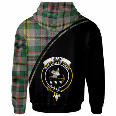 Scottish Craig Clan Crest Tartan Curve Hoodie Back Side Tartan Plaid