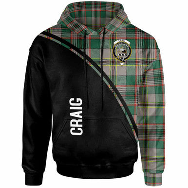Scottish Craig Clan Crest Tartan Curve Hoodie Front Side Tartan Plaid