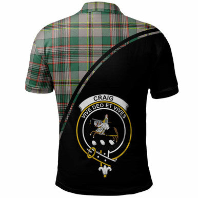 Scottish Craig Clan Crest Tartan Curve Polo Shirt Back Side Tartan Plaid