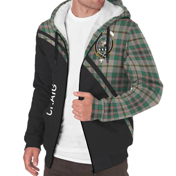 Scottish Craig Clan Crest Tartan Curve Sherpa Hoodie