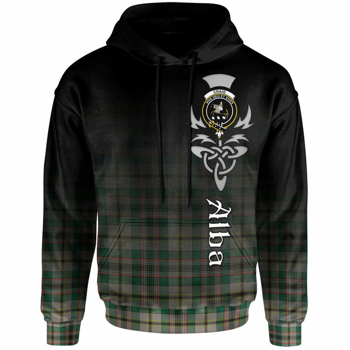 Scottish Craig Clan Crest Tartan Hoodie - Alba Gu Brath Family Crest Celtic Inspired Front Side Tartan Plaid