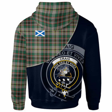 Scottish Craig Clan Crest Tartan Hoodie - Bend Style Back Side Tartan Plaid