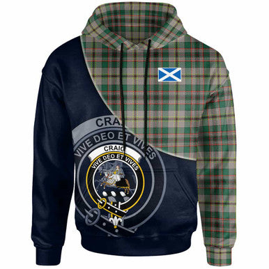 Scottish Craig Clan Crest Tartan Hoodie - Bend Style Front Side Tartan Plaid