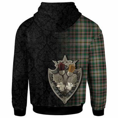 Scottish Craig Clan Crest Tartan Hoodie - Half Thistle Flowers Celtic Design Back Side Tartan Plaid