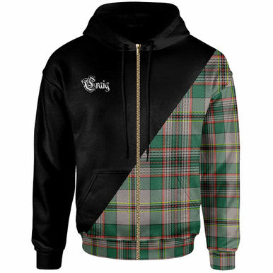 Scottish Craig Clan Crest Tartan Hoodie - Military Logo Zip-up Tartan Plaid